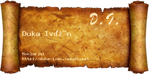 Duka Iván névjegykártya
