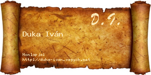 Duka Iván névjegykártya
